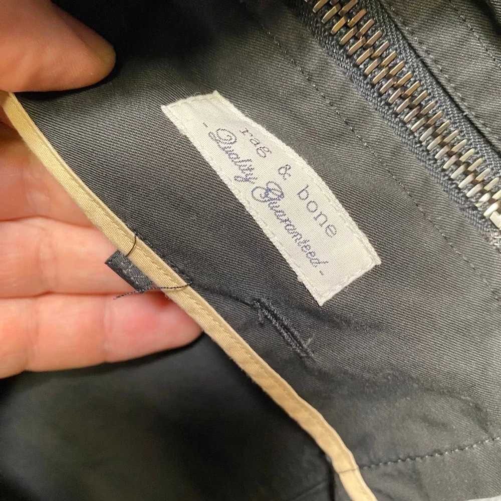 Rag & Bone Mens Wax Jacket Field Charcoal Black Quilted Utility Coat‎ Size 42
